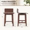 Walnut Rubber Wood Swivel Dining Chairs Set of 2 with Low Backrest and Footrest